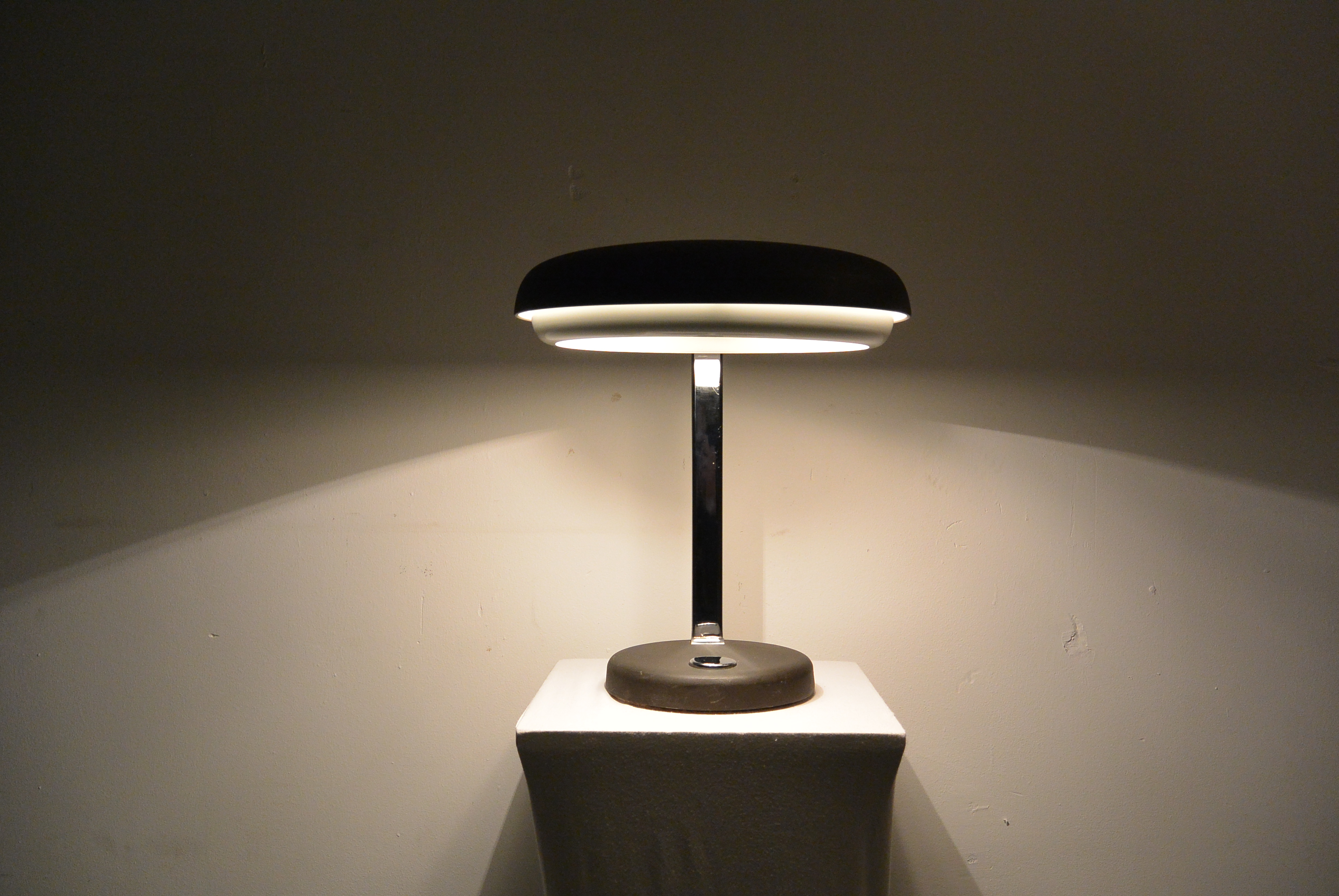Mid Century Black And Chrome Desk Lamp From Hillebrand 1960s