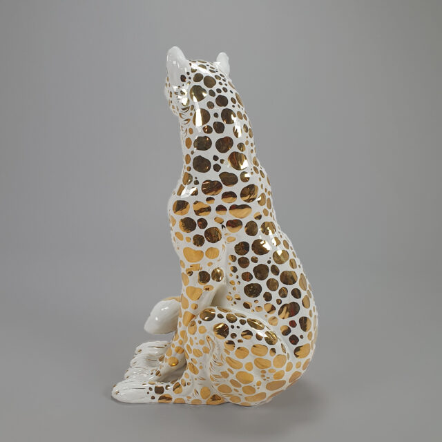 Gold ceramic leopard