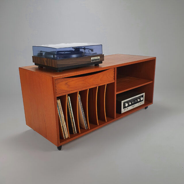 Rare Danish Teak Design Audio Cabinet, Mid Century Modern Audio Cabinet Design