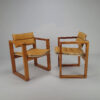 Set of 2 Dutch design Leather and Pine armchairs by Ate van Apeldoorn, 1960s