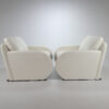 Set of 2 Postmodern White Leather Lounge Chairs, 1980s