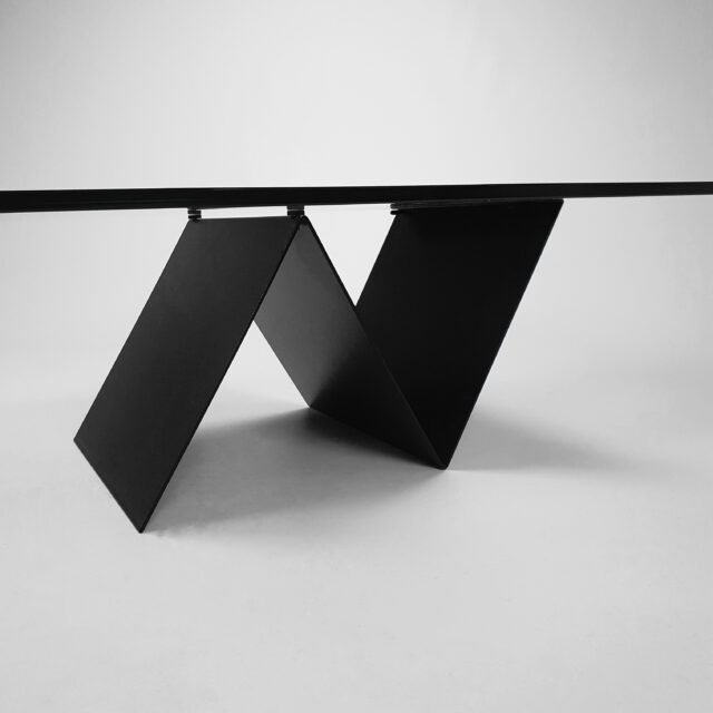 Postmodern Black steel and Glass Coffee table, 1980s