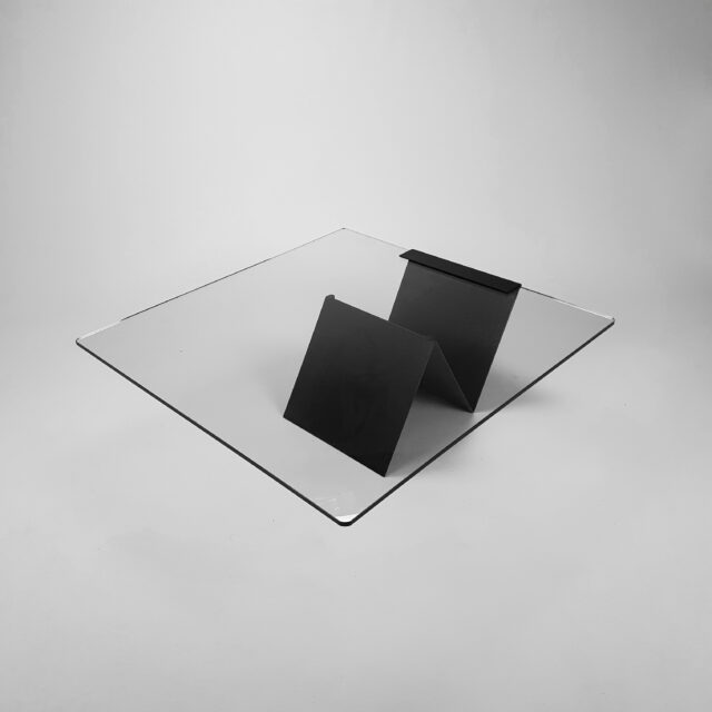 Postmodern Black steel and Glass Coffee table, 1980s