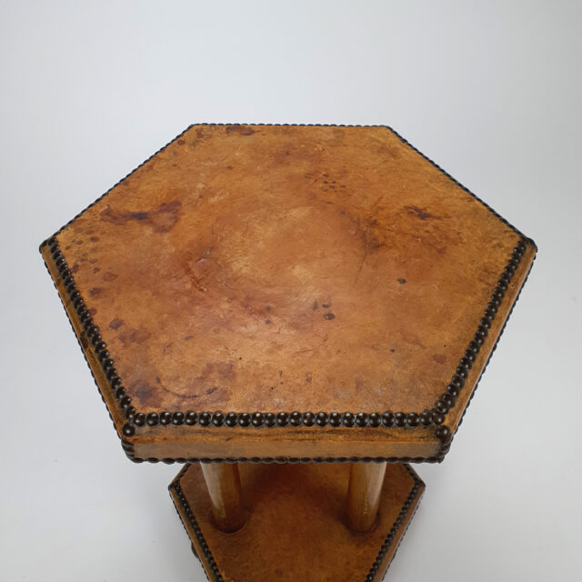 Scandinavian Bopoint side table in patinated leather, 1930s