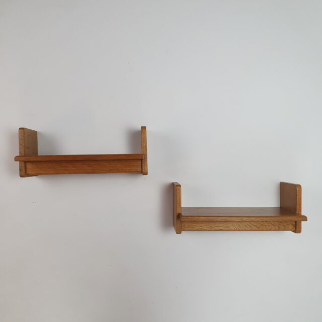 Set of 2 Oak Modernist Wall Shelfs, 1960s