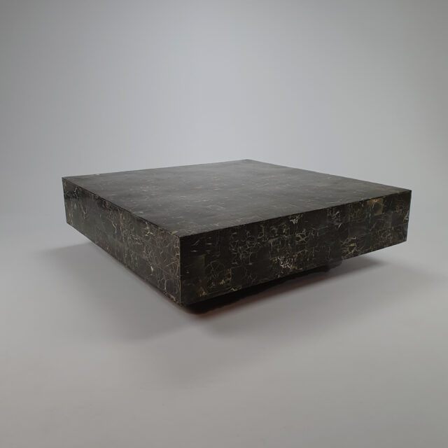 Vintage Black marble and epoxy coffee table, 1970