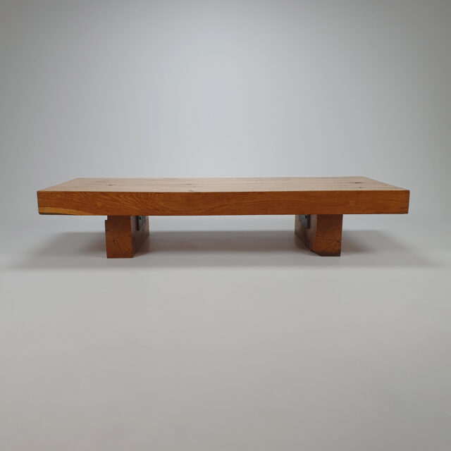 Mid Century Brutalist Solid Oak Coffee Table, 1960s