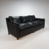 Mid Century Black Leather Scandinavian 3 seats Sofa, 1950