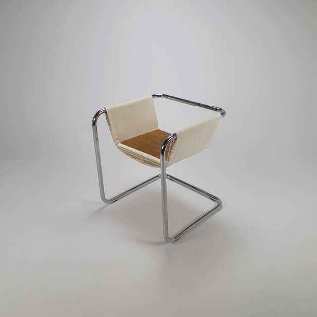 Postmodern Tubular and Linnen Side Chair, 1980s