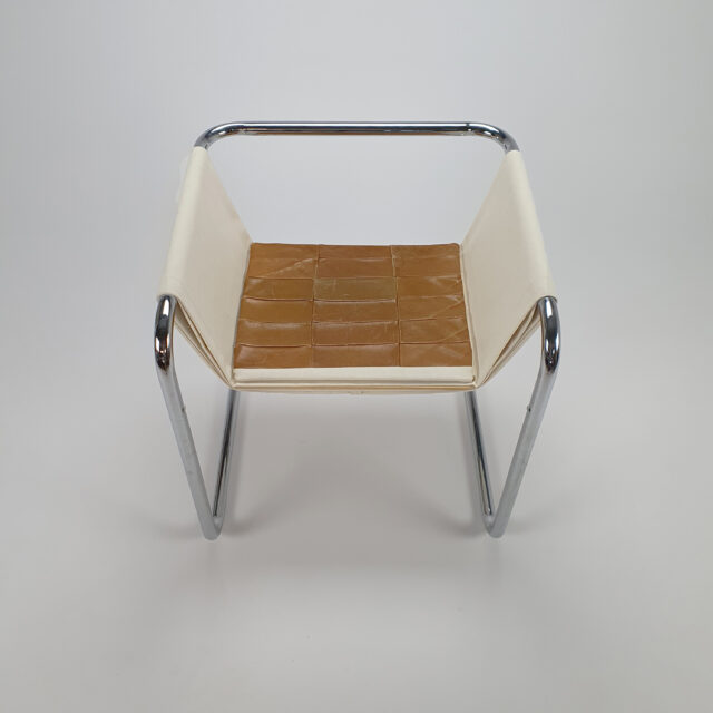 Postmodern Tubular and Linnen Side Chair, 1980s