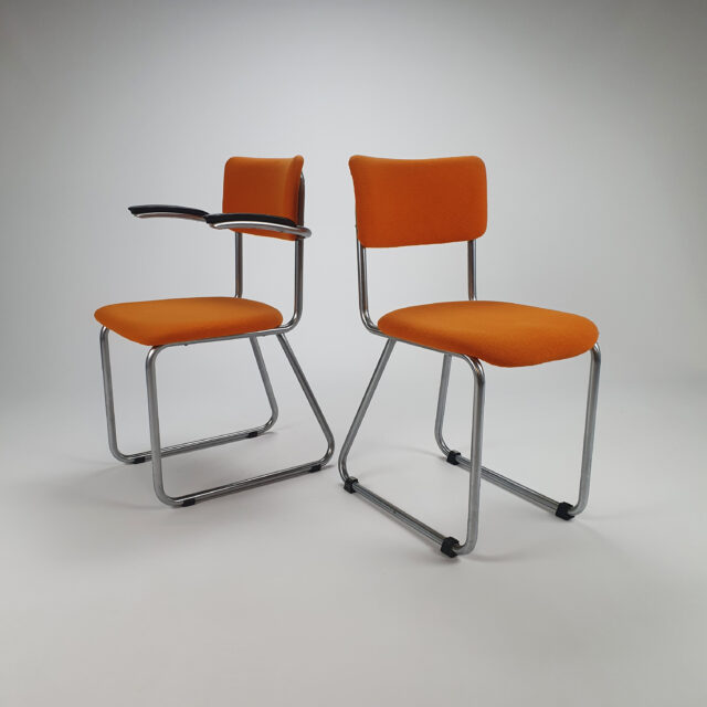 Set of 2 Tubular Frame Chairs by Fana Metal Rotterdam, 1930s
