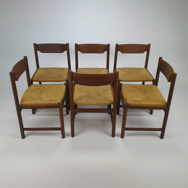 Set of 6 Mid Century Massive Wenge Dining Chairs, 1960s