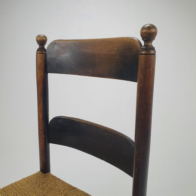 Antique Oak and Rush Modernist Side Chair, 1910s
