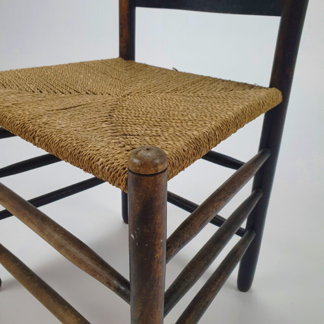 Antique Oak and Rush Modernist Side Chair, 1910s