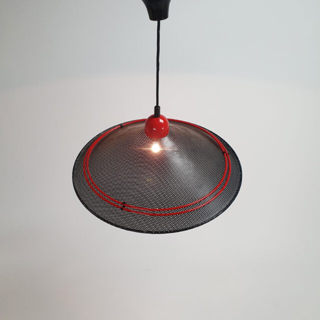 Postmodern Black Steel and Red hanging pendant,1980s
