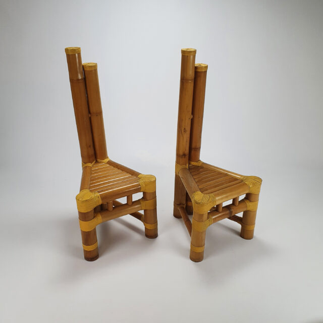 Set of 2 Vintage Bamboo Side Chairs, 1970s