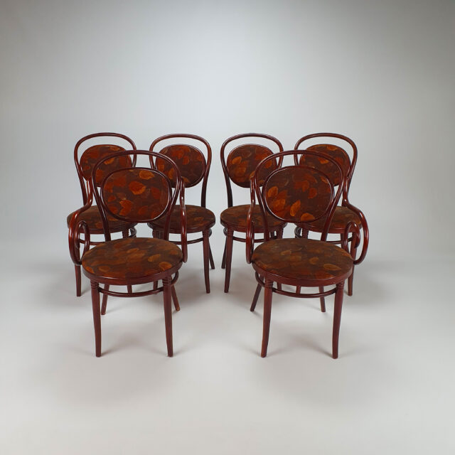 Set of 6 cherry bentwood dining chairs, 1970s
