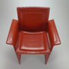 Postmodern Italian Red Saddle Leather Side Chair, 1980s