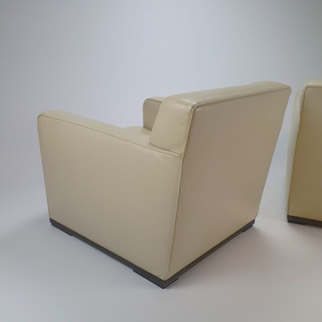 Set of 2 Creme Leather Armchairs by Antonio Citterio for B&B Italy, 1980s