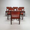Set of 6 Cognac Leather Wenge Dining Chairs by Spectrum, 1960s