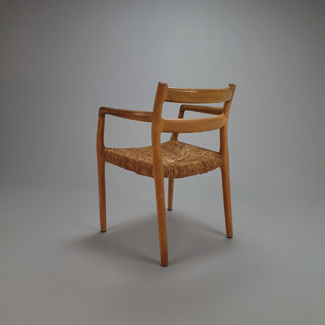 Mid Century Danish Oak and Rush Model 67 Armchair by Niels Moller, 1960s