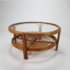 Vintage rattan coffee table with glass top, 1970s