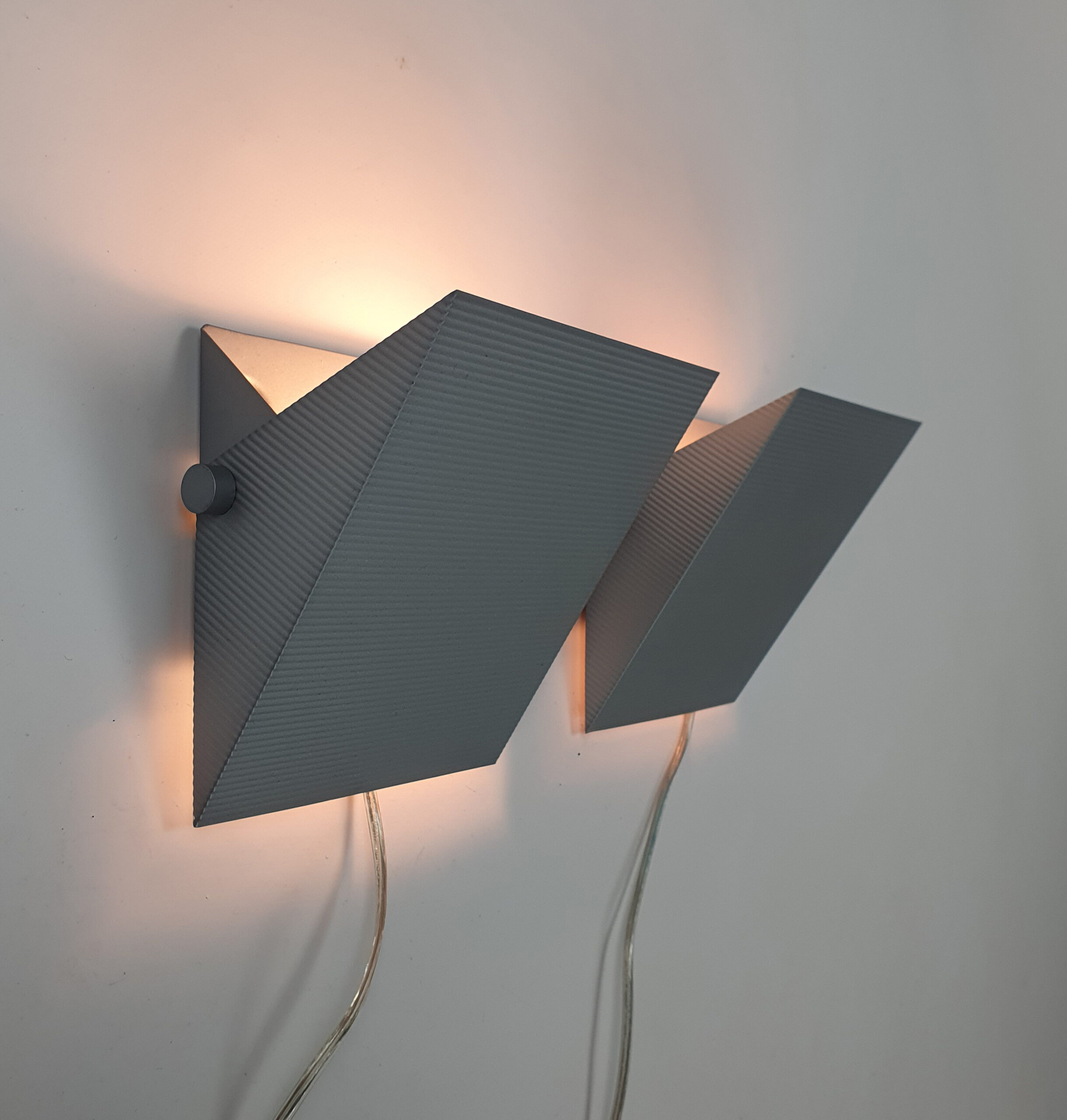 Set of 2 Postmodern Grey Aluminium Wall Lamps, 1990s