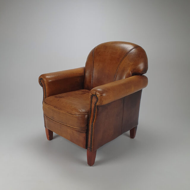 vintage sheep leather club chair 1970s