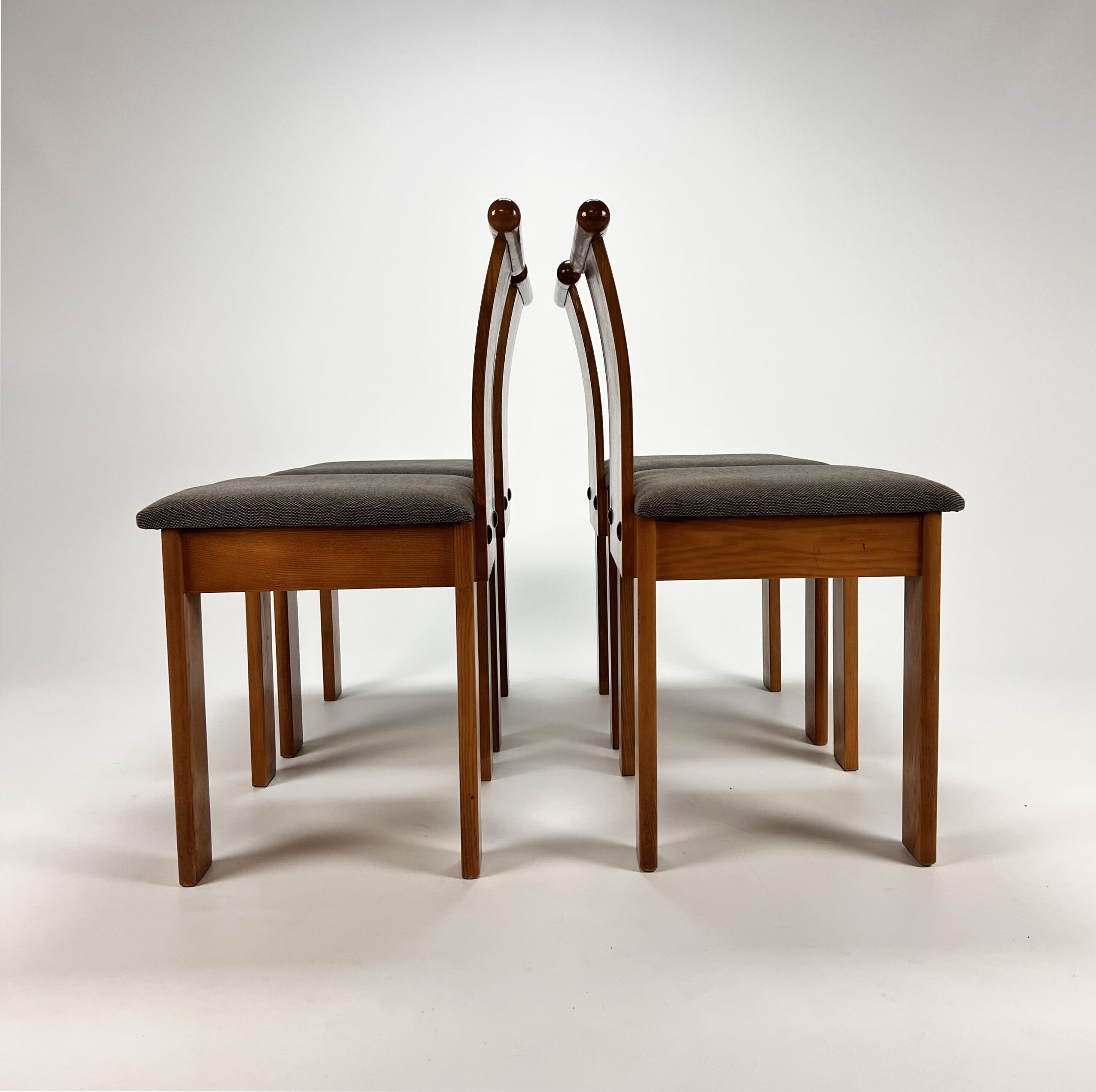 Set of 4 Italian Design Birchwood Dining Chairs, 1970s