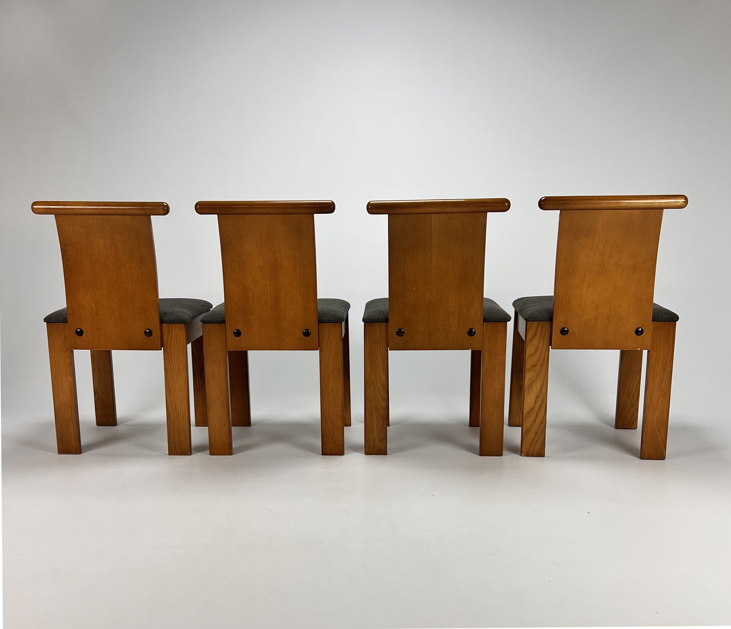 Set of 4 Italian Design Birchwood Dining Chairs, 1970s