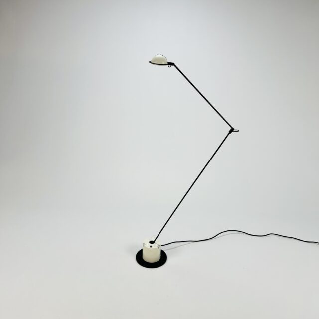Postmodern, fully adjustable, black and white, floor lamp, 1980s