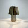Hollywood Regency Brass and Smoked Mirror Table Lamp, Belgium, 1970s