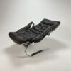 Scandinavian Heavy Chrome and Leather Cantilever and Adjustable Lounge Chair, 1960s