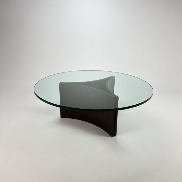 Mid Century Wengé and Glass Coffee Table, 1960s