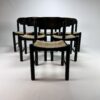 Mid Century Black Wood and Rush Dining, 1970s