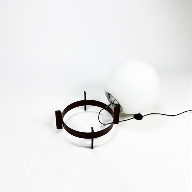 Large Architectural Black and White Opaline Glass Floorlamp, 1960s