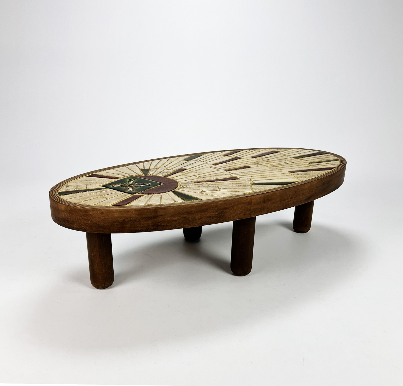 Mid Century French Modernist Tile Coffee Table, by Barrois for Vallauris, 1960s