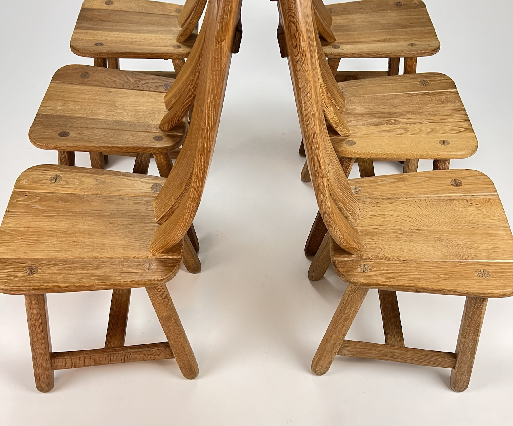 Set of 6 Oak Dining Chairs by De Puydt Belgium Design, 1970s