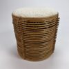 Mid Century Rattan and Boucle Stool, 1960s
