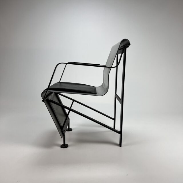 Postmodern Bended Aluminium and Steel Side Chair, 1980s