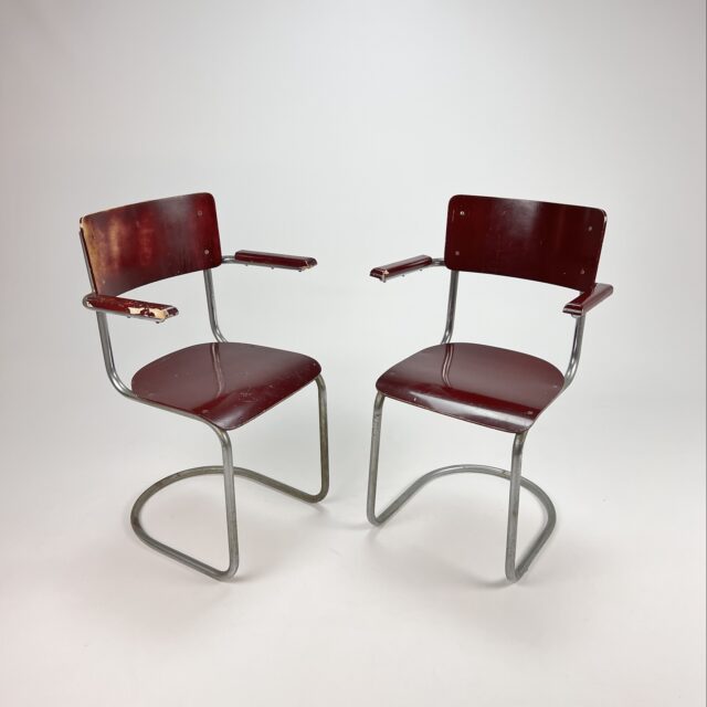 Set of two Dutch design cantilever chairs, 1940s