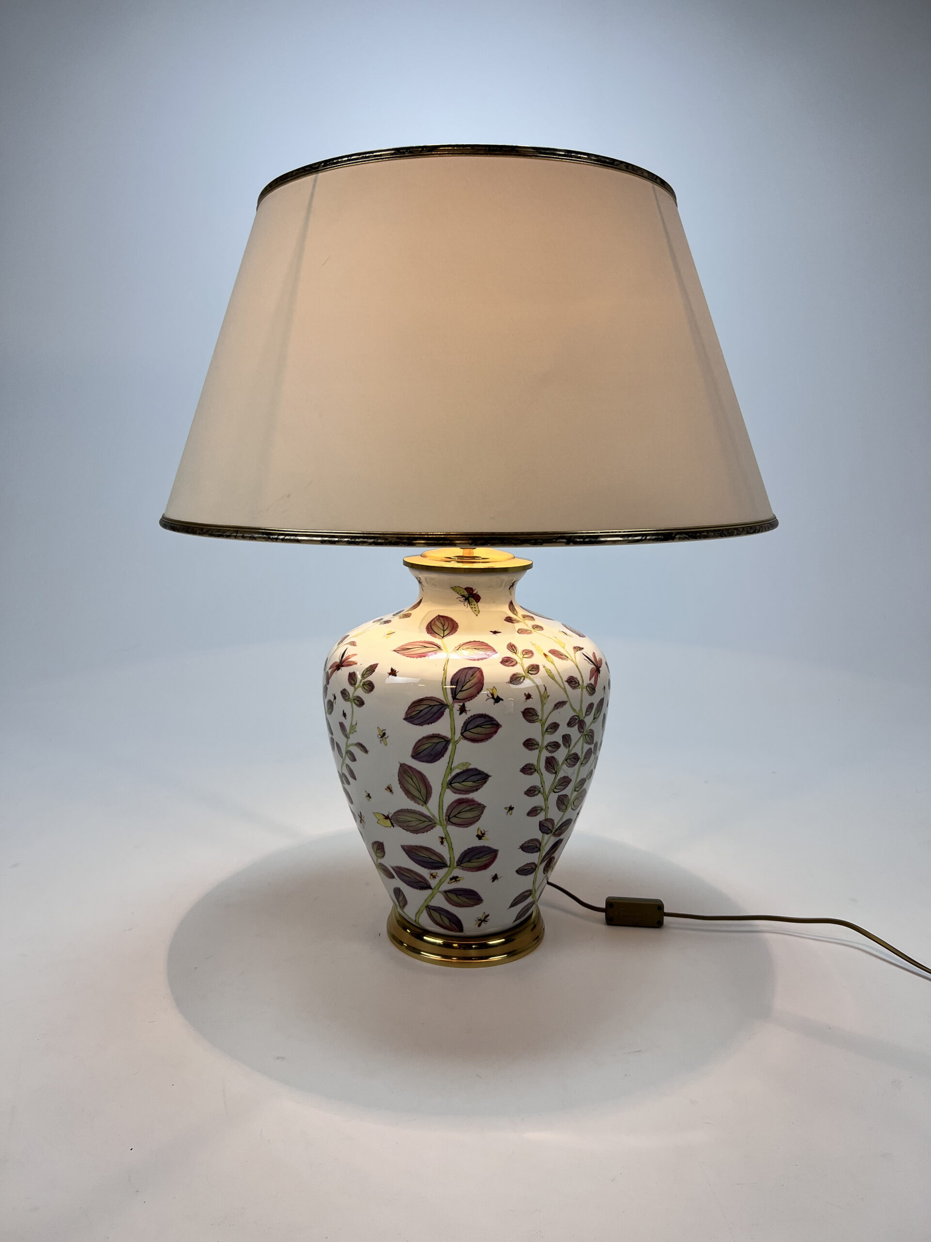 French Hand painted Ceramic Vase lamp, 1970s