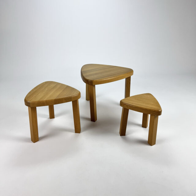 Modernist Blond Oak Nesting Tables, 1960s