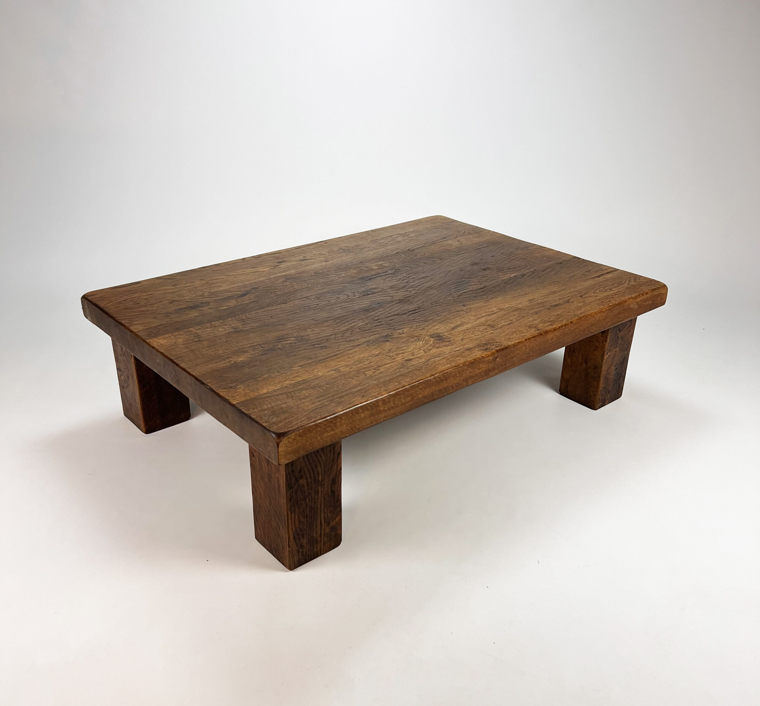 Mid Century XL Low Solid Oak Modernist Coffee Table, 1960s