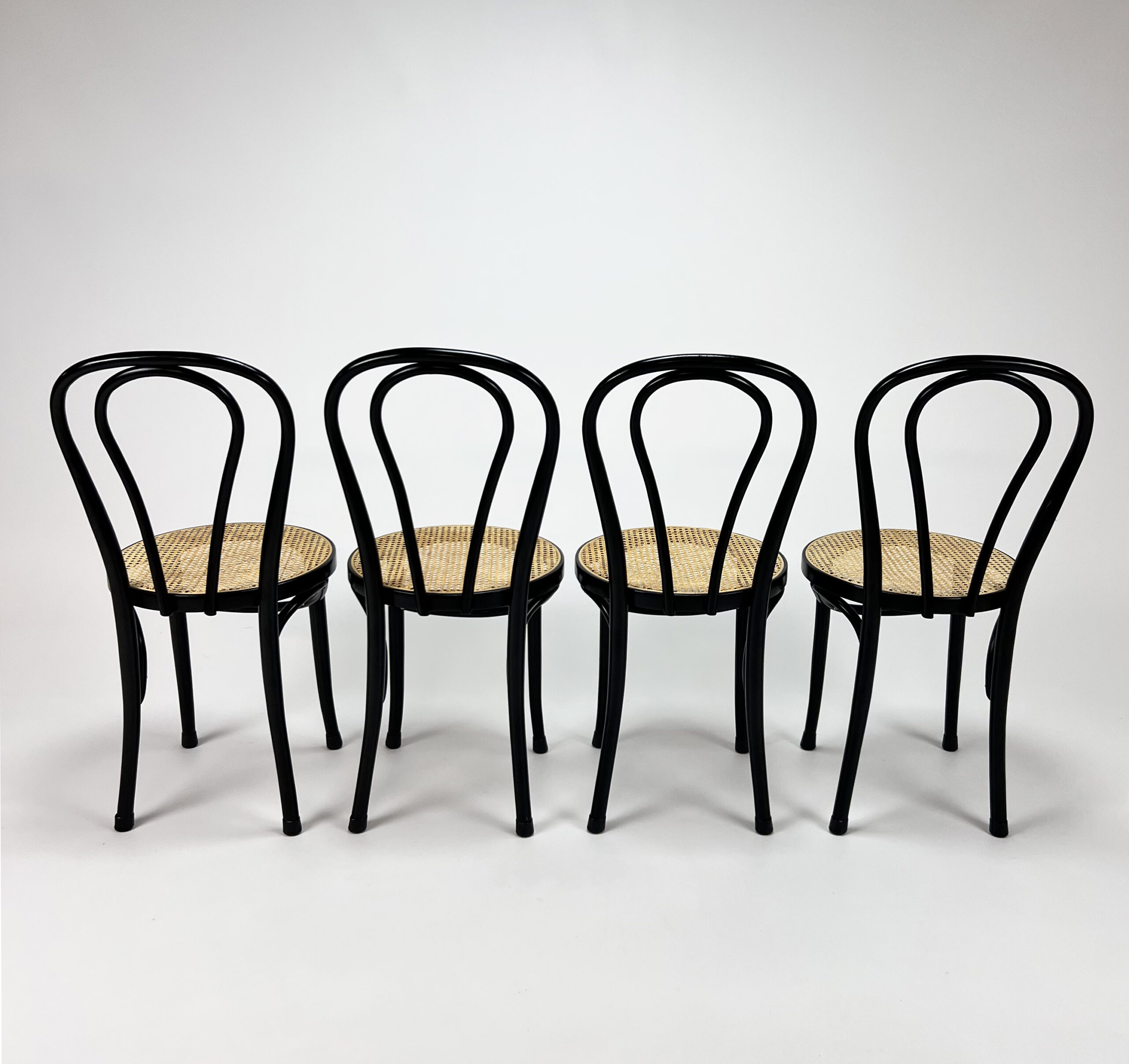 Set of 4 Mid Century Thonet Style Bentwood and Cane dining chairs, 1960s