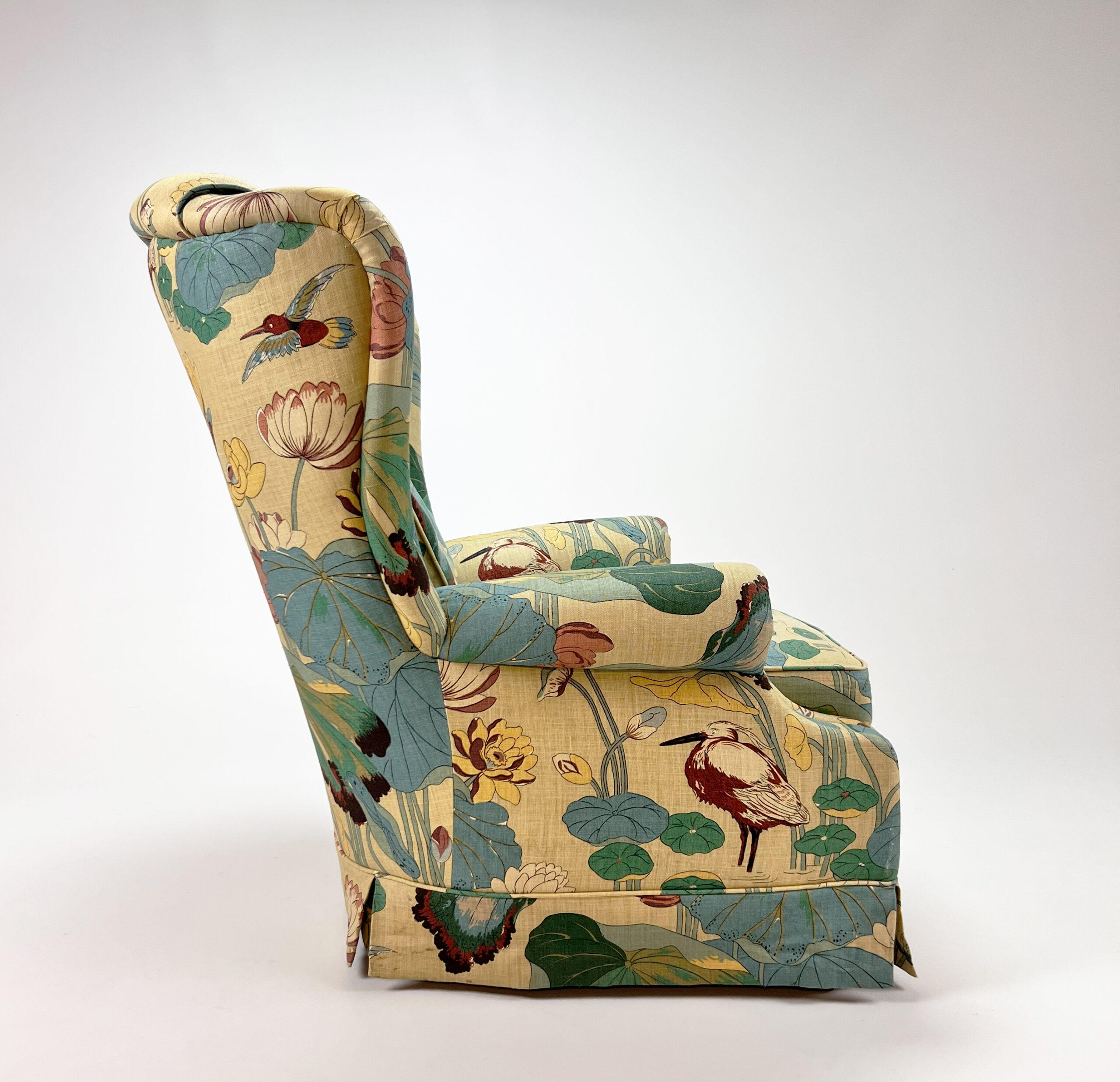 Mid Century Josef Frank Linnen Wing Chair, 1960s