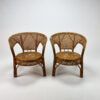 Set of 2 Mid Century Rattan Side Chairs, 1960s