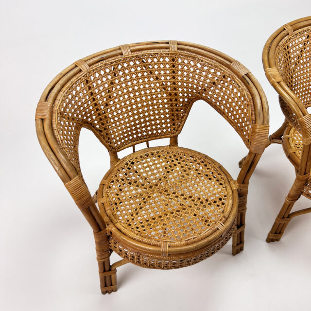Set of 2 Mid Century Rattan Side Chairs, 1960s