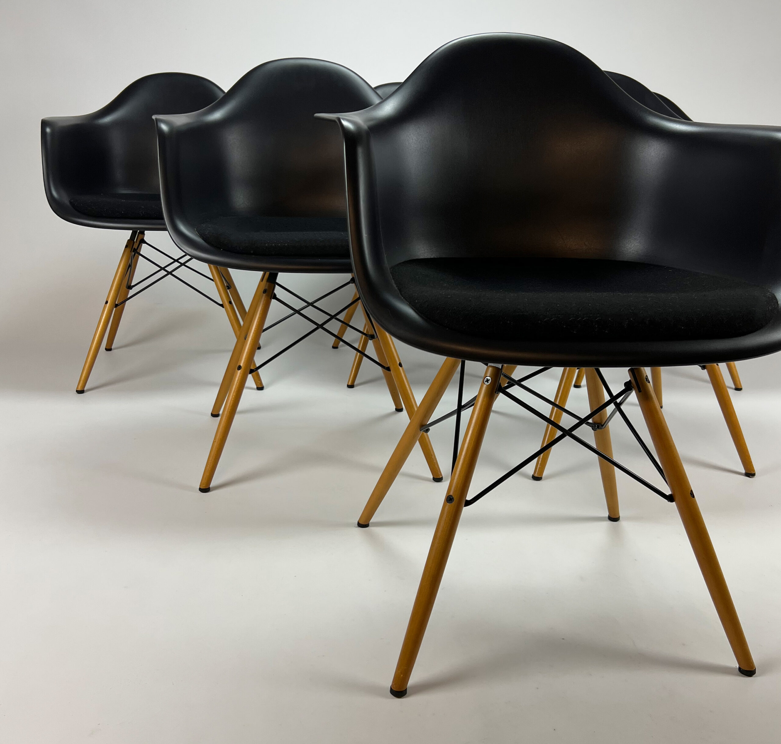 Set of 6 Black Vitra DAW Chairs, 2000s