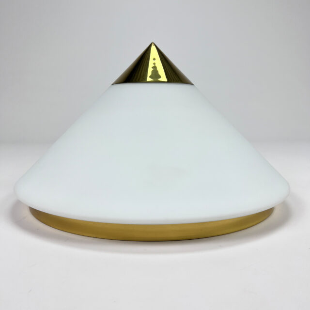 Hollywood Regency Brass and Opaline Glass Ceiling/Wall lamp by Glashutte Limburg, 1970s